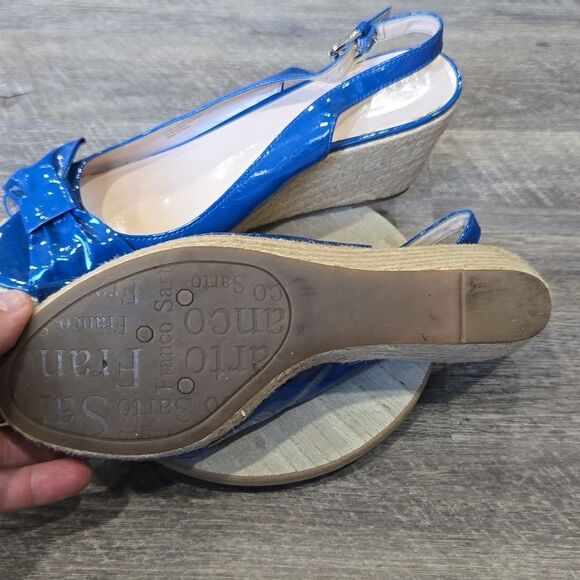 🐢 Franco Sarto Bright Blue Wedges. Size 11 Excellent Condition - Picture 6 of 6